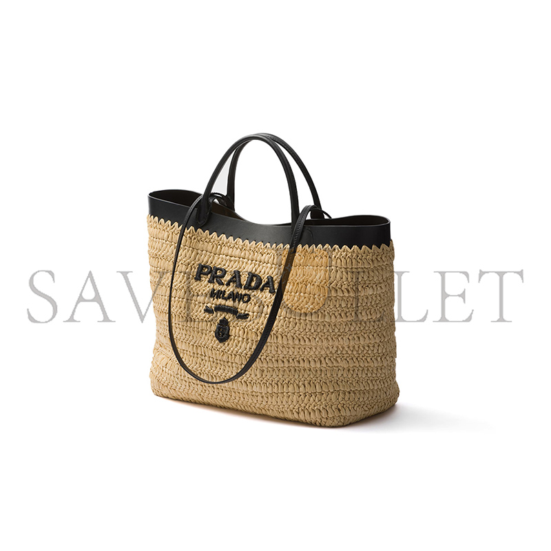 Pra*a MEDIUM CROCHET AND LEATHER TOTE BAG 1BG499 (32*29*16cm)